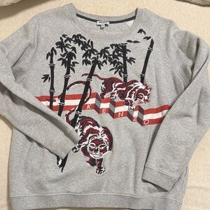 Kenzo Gray Sweatshirt with Tiger and Bamboo Design